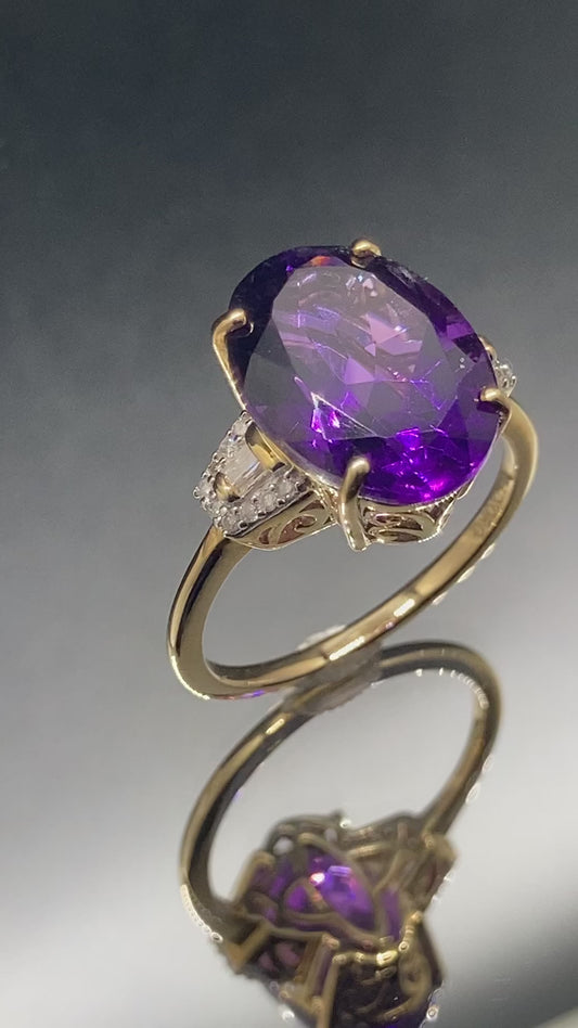 5.5 ct. Zambian Amethyst and Diamond Ring