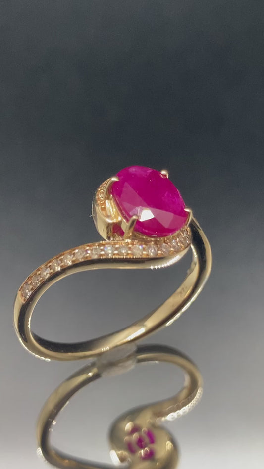 1.66 ct. Montepuez Ruby and Diamond Bypass Ring