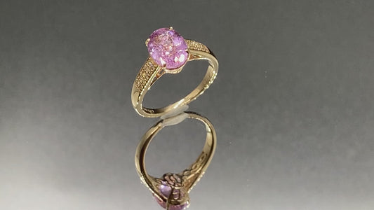 3.49 ct. Patroke Kunzite and Diamond Ring